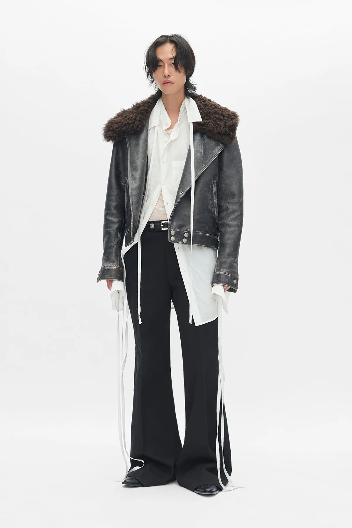 Binus Distressed Shearling Leather Jacket sold by Ann Demeulemeester product image thumbnail 4
