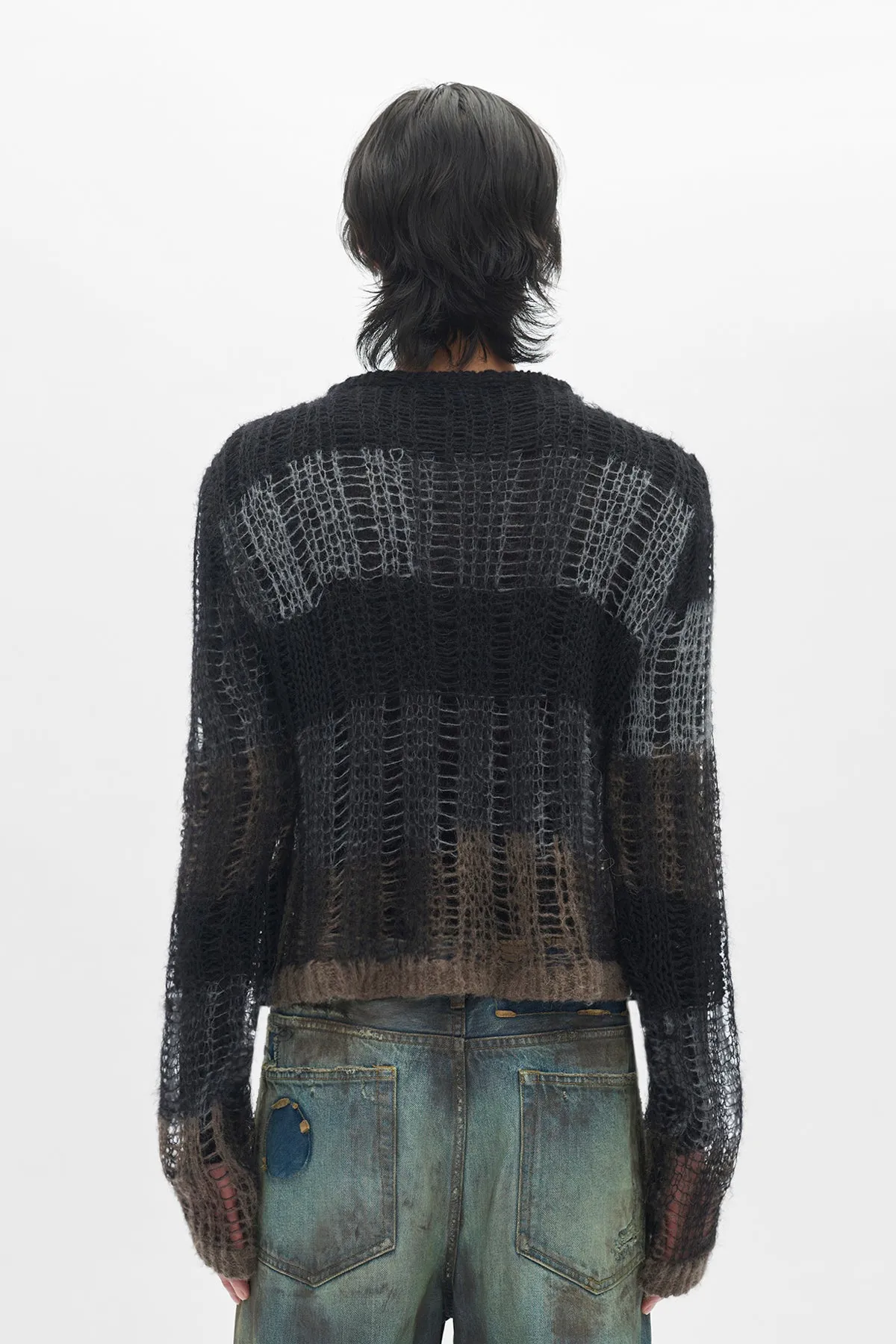 Poliet Striped Laddered Ajour Knit Sweataer sold by Ann Demeulemeester product image thumbnail 3