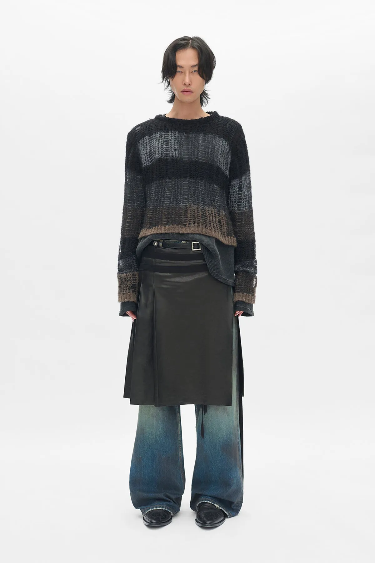 Poliet Striped Laddered Ajour Knit Sweataer sold by Ann Demeulemeester product image thumbnail 4