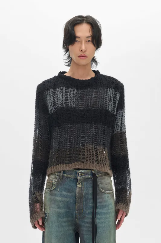 Poliet Striped Laddered Ajour Knit Sweataer sold by Ann Demeulemeester