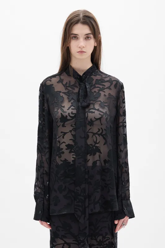 Dien Standard Collar Long Shirt with Foulard sold by Ann Demeulemeester