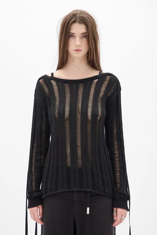 Gala Ladder Stitch Cropped Sweather With Laces sold by Ann Demeulemeester