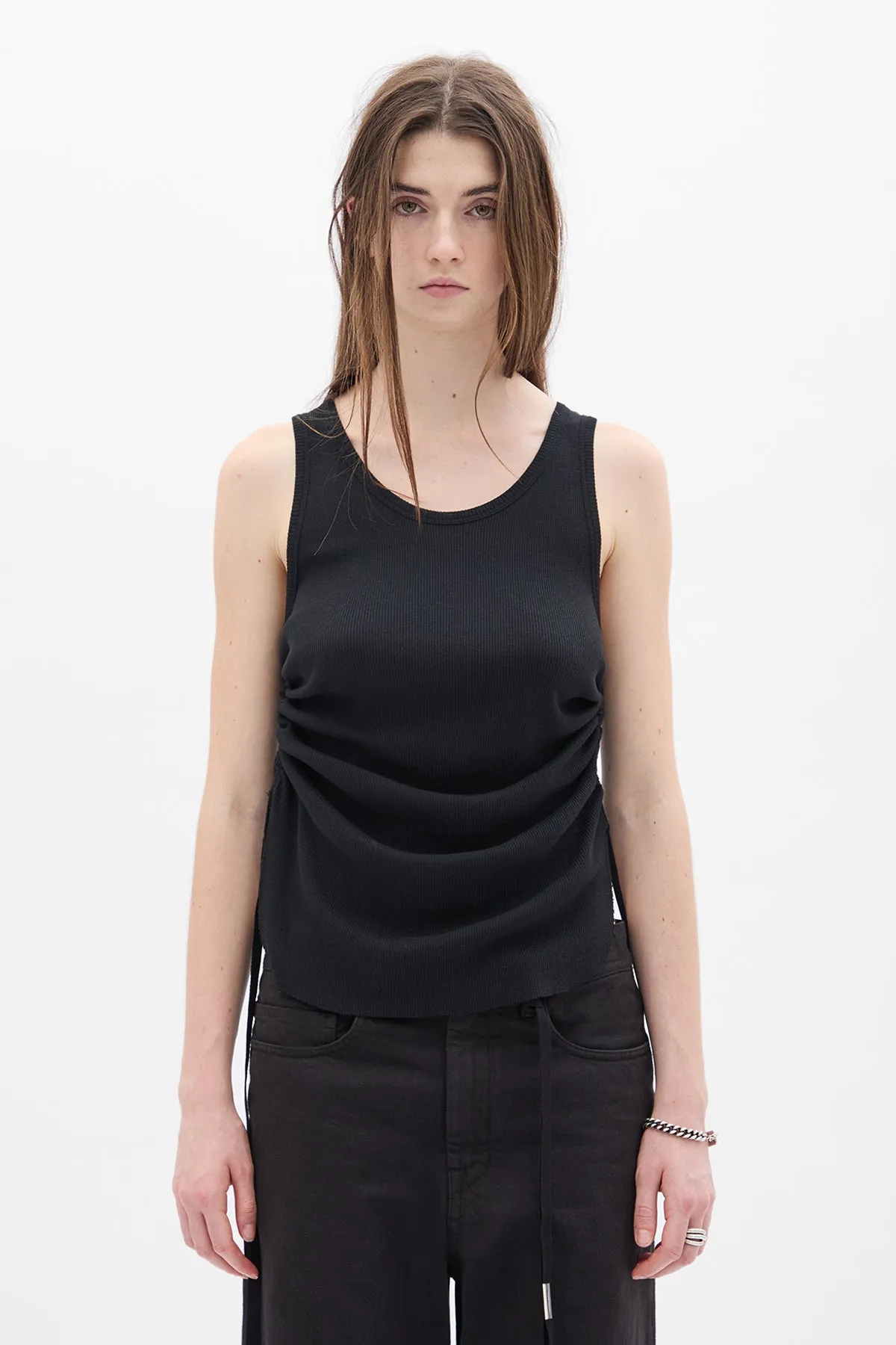 Mara Wrinkled Cropped Tank Top sold by Ann Demeulemeester