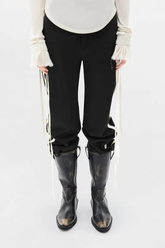 Sann Ruffled Cuffs with Lace Ribbons made by Ann Demeulemeester