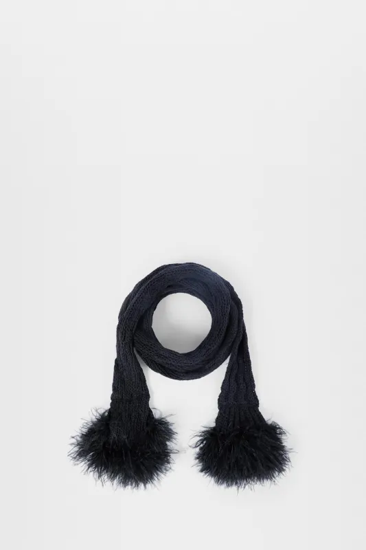 Rae Ribbed Scarf With Feathered Ruffles made by Ann Demeulemeester