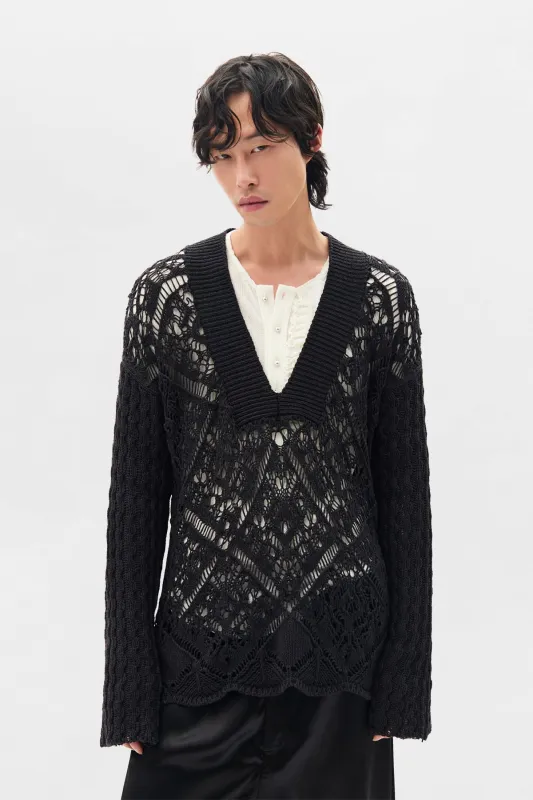 The Runar Deep V-Neck Comfort Sweater made by Ann Demeulemeester