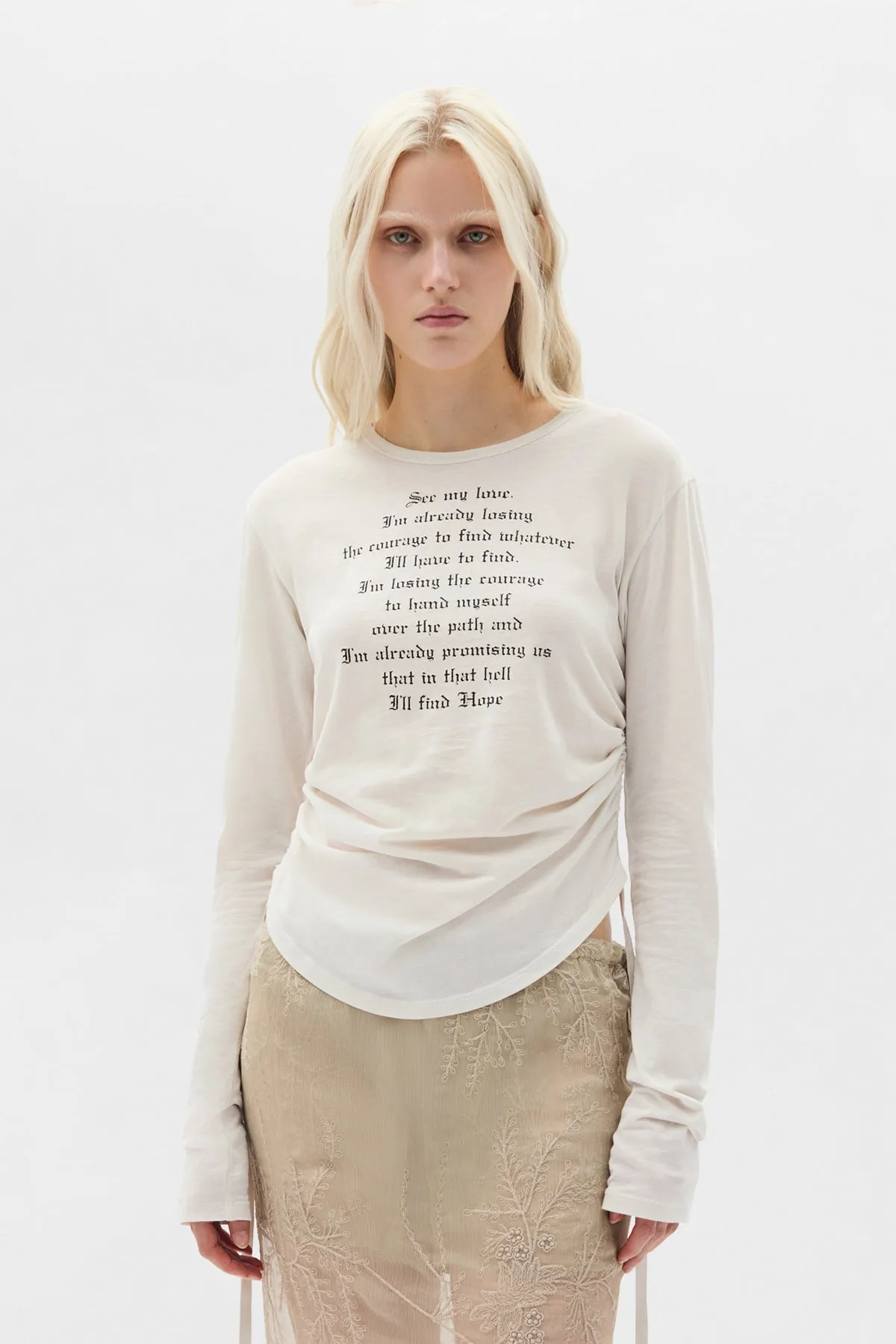 Dot Wrinkled Cropped Long Sleeve Top sold by Ann Demeulemeester
