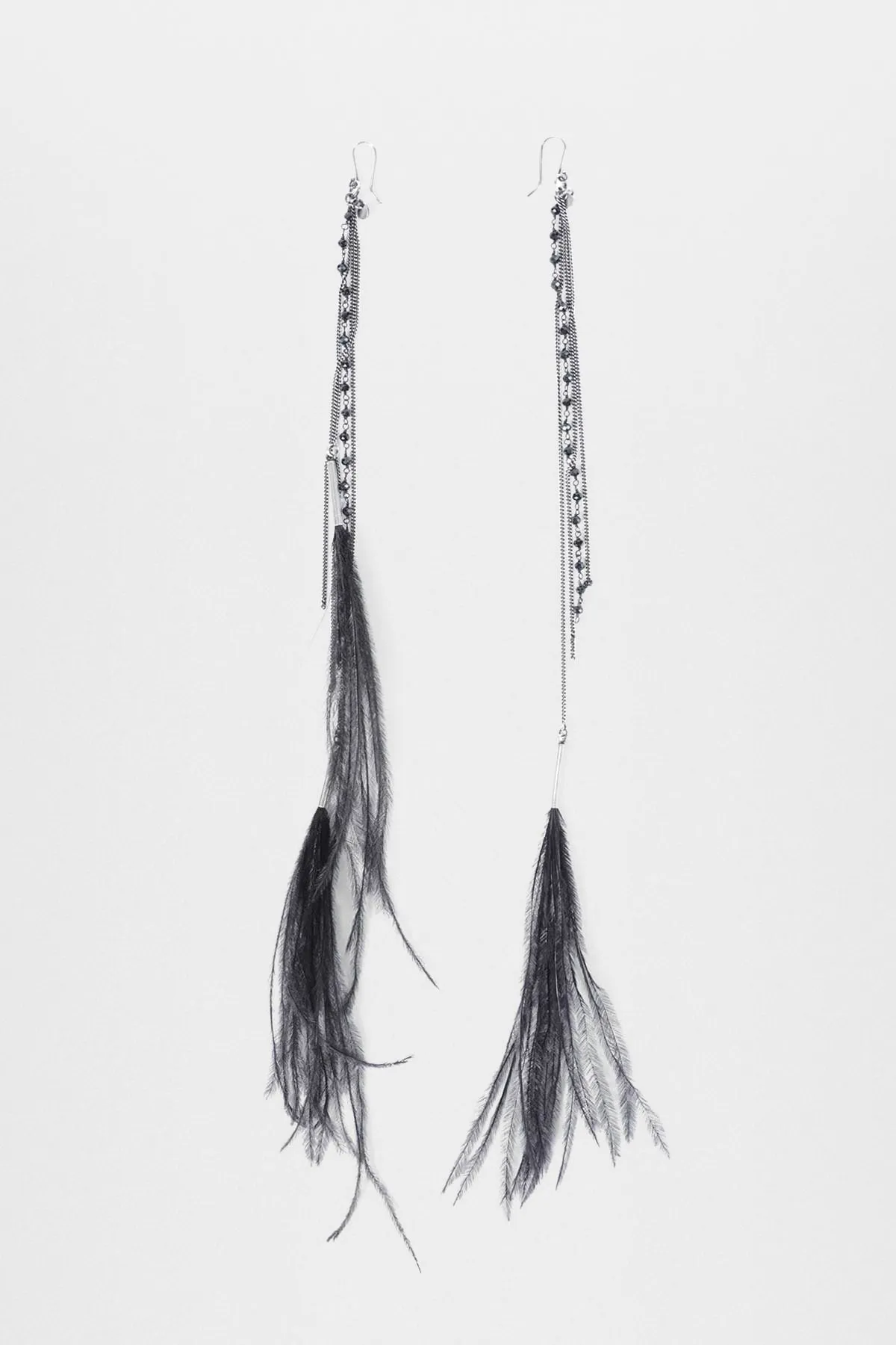 Goia Earrings with Chains and Feathers sold by Ann Demeulemeester