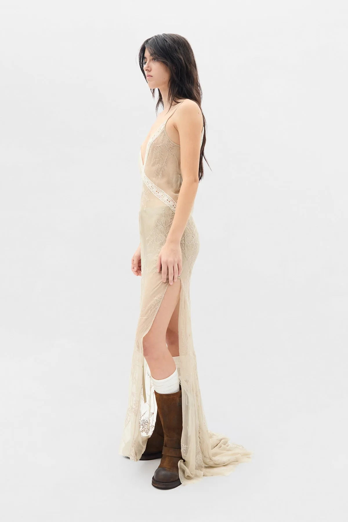 Lala X-Long Bias Dress with Lace Detail sold by Ann Demeulemeester product image thumbnail 2
