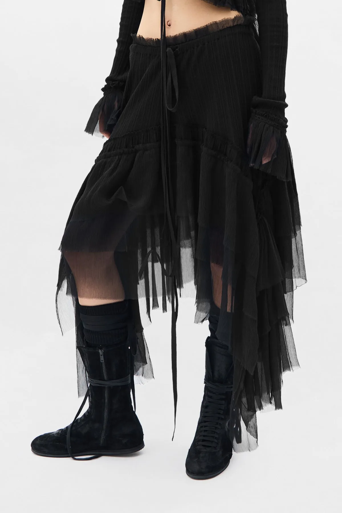 Bete Midi Skirt with Silk Creponne Ruffles sold by Ann Demeulemeester product image thumbnail 2
