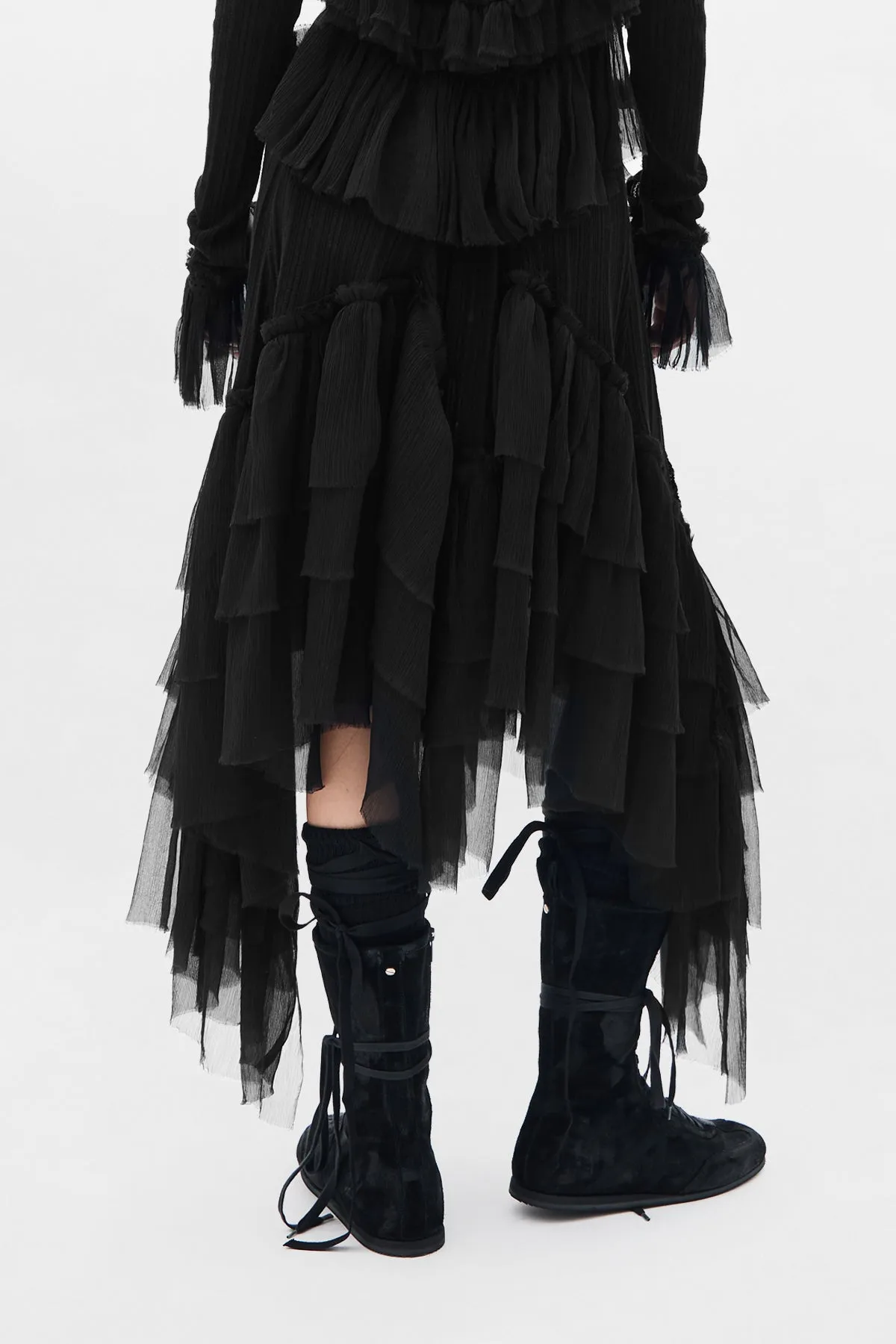 Bete Midi Skirt with Silk Creponne Ruffles sold by Ann Demeulemeester product image thumbnail 3