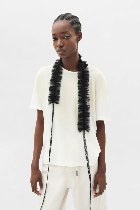 Jody Ruffled Collar with Lace Ribbon made by Ann Demeulemeester