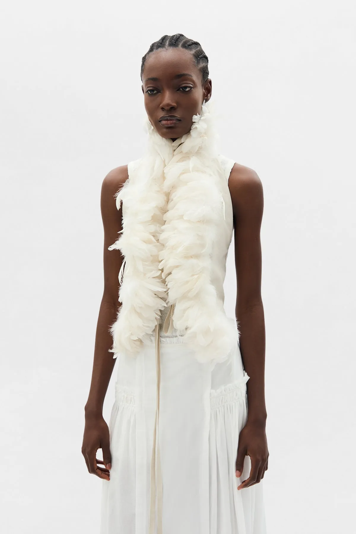 Idje Open Waistcoat with Feathers sold by Ann Demeulemeester