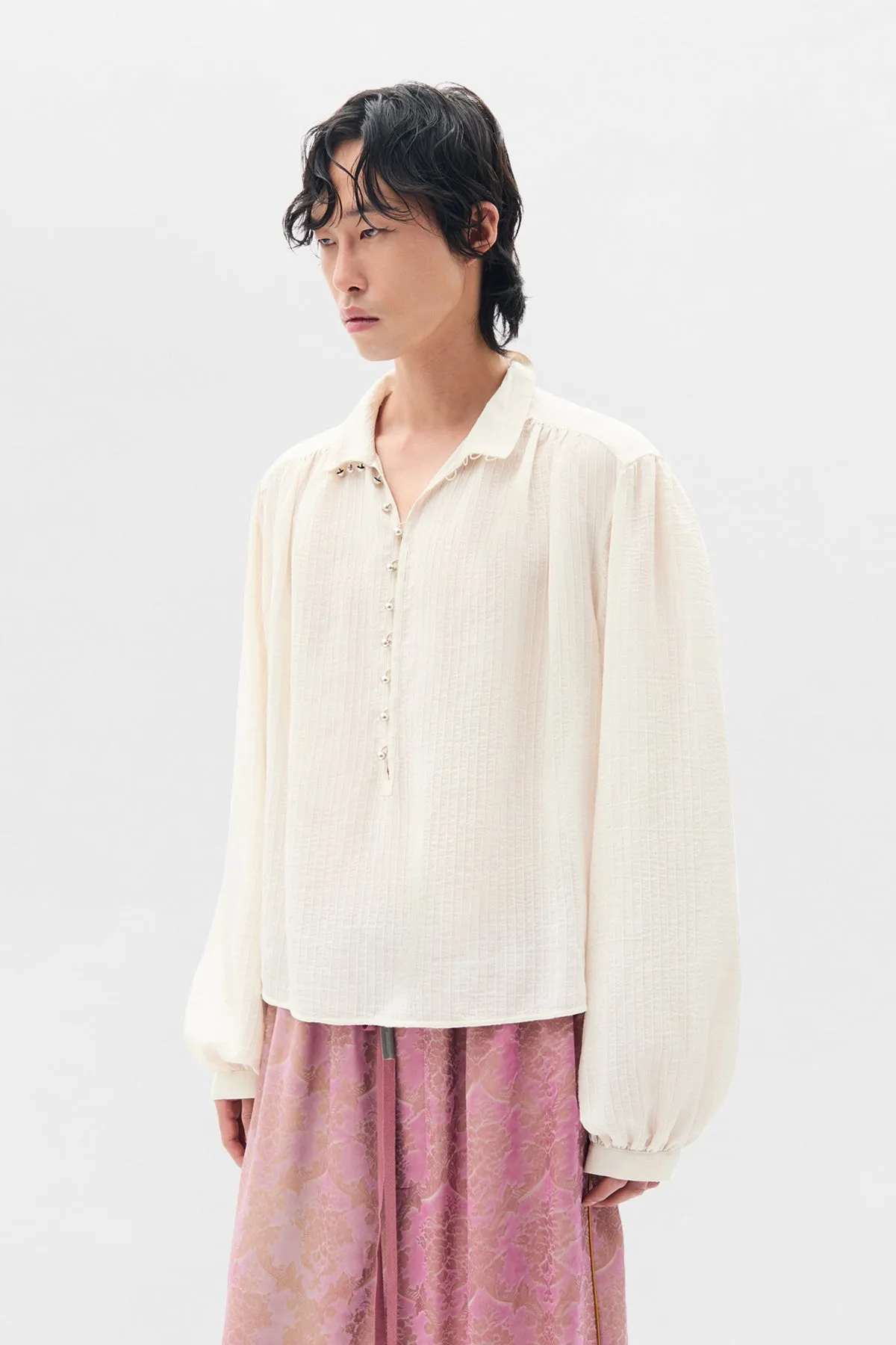 Thorald High Comfort Cropped Serafino Top sold by Ann Demeulemeester product image thumbnail 2