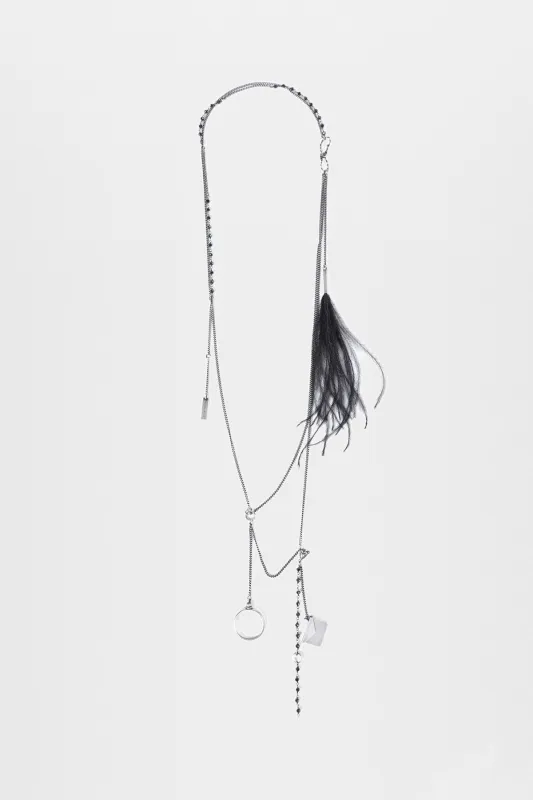 Afsar Beaded Necklace with Feathers made by Ann Demeulemeester