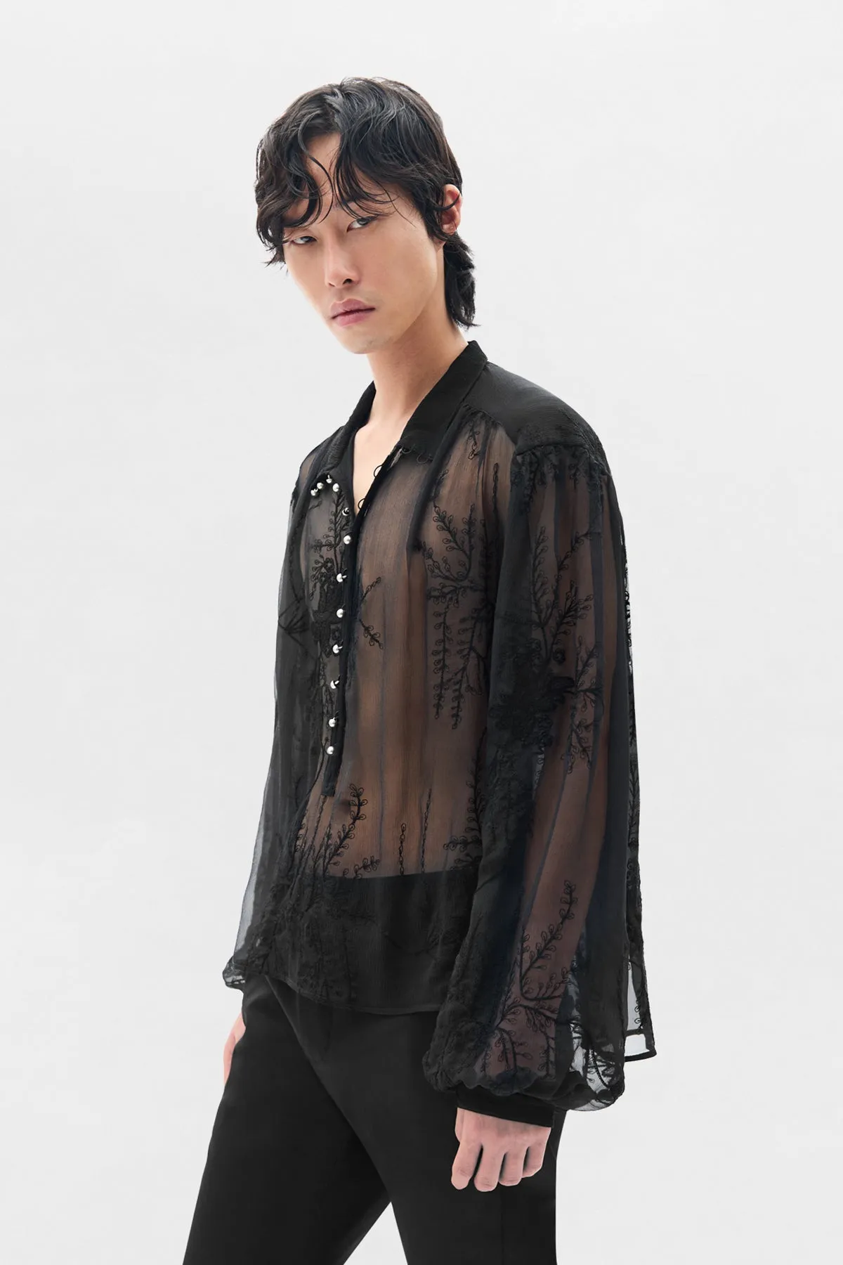 Thorald High Comfort Cropped Serafino Top sold by Ann Demeulemeester product image thumbnail 2