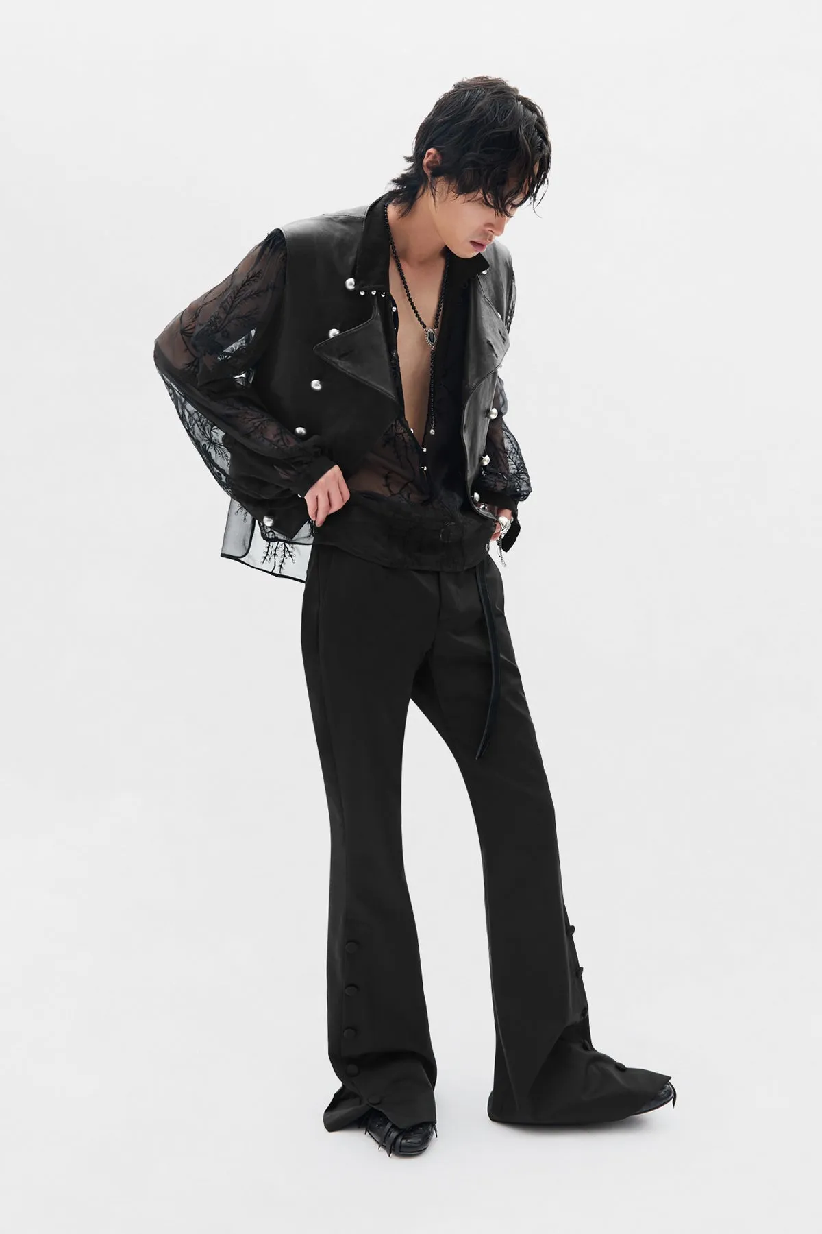 Thorald High Comfort Cropped Serafino Top sold by Ann Demeulemeester product image thumbnail 4