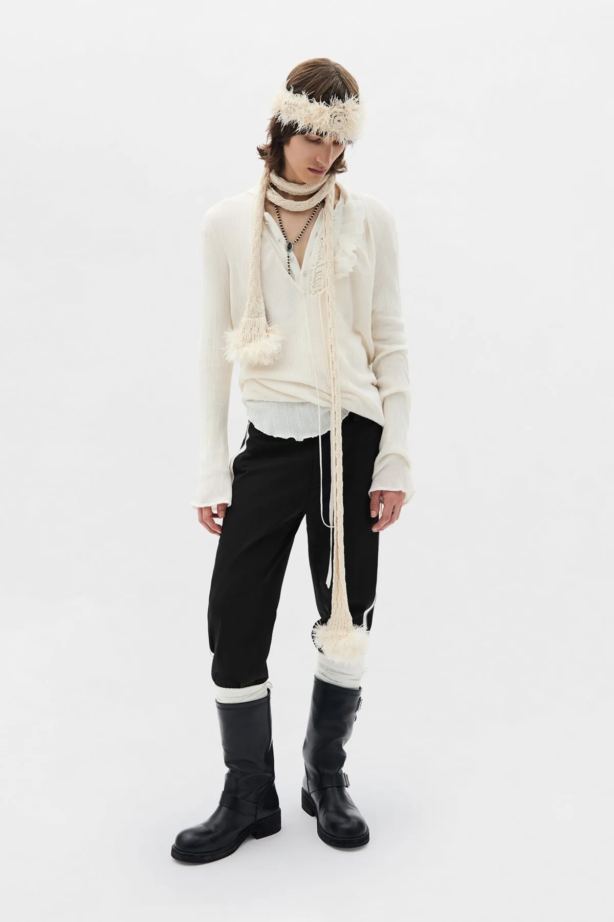 Tiu Creponette Rib Deep V-Neck Sweater sold by Ann Demeulemeester product image thumbnail 4