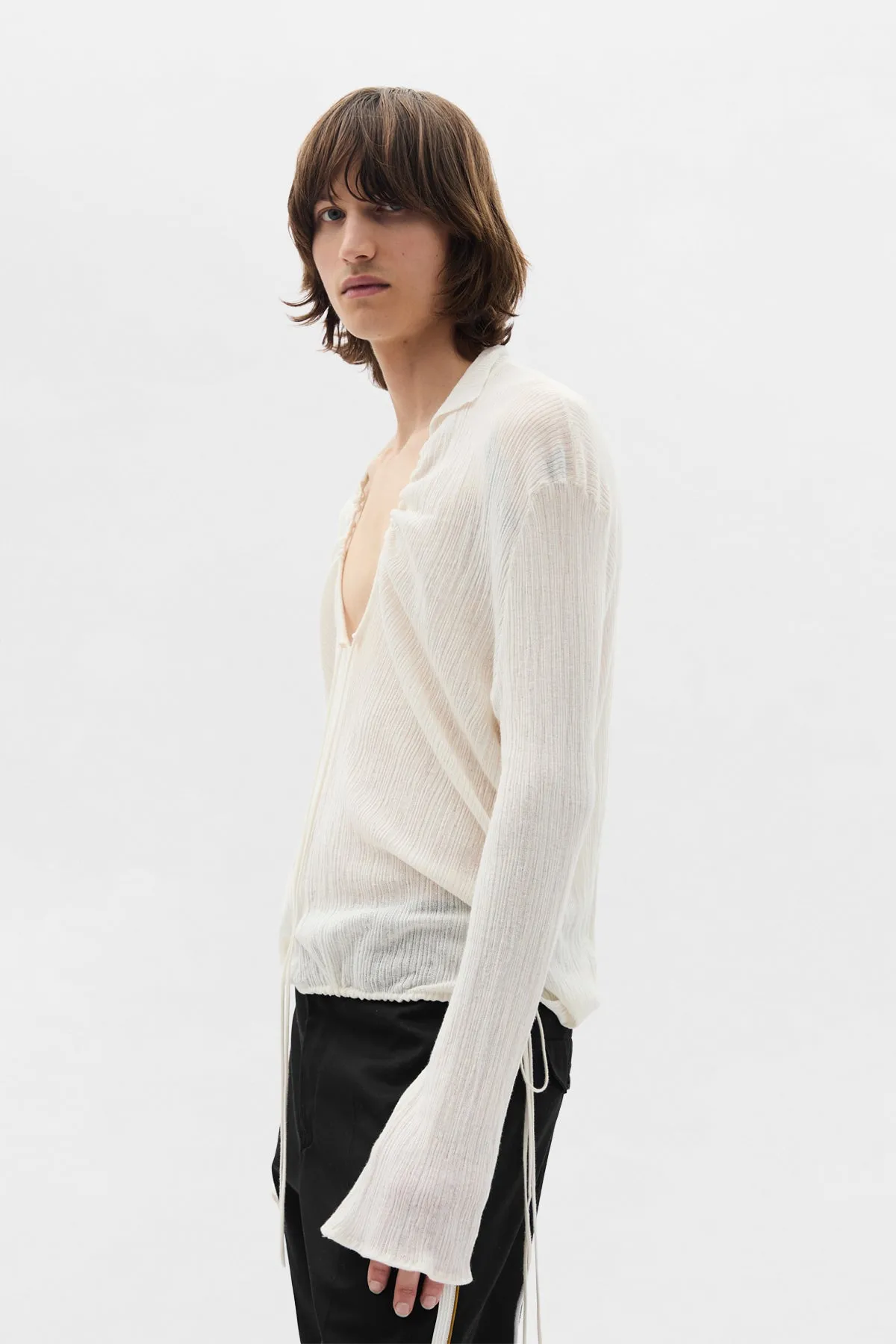Tiu Creponette Rib Deep V-Neck Sweater sold by Ann Demeulemeester product image thumbnail 2