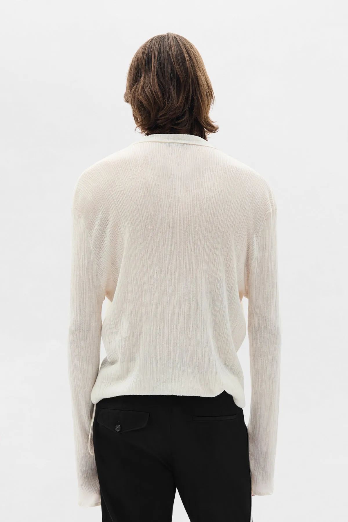 Tiu Creponette Rib Deep V-Neck Sweater sold by Ann Demeulemeester product image thumbnail 3