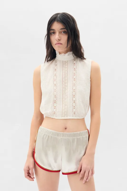 Bee High Neck Cropped Top made by Ann Demeulemeester