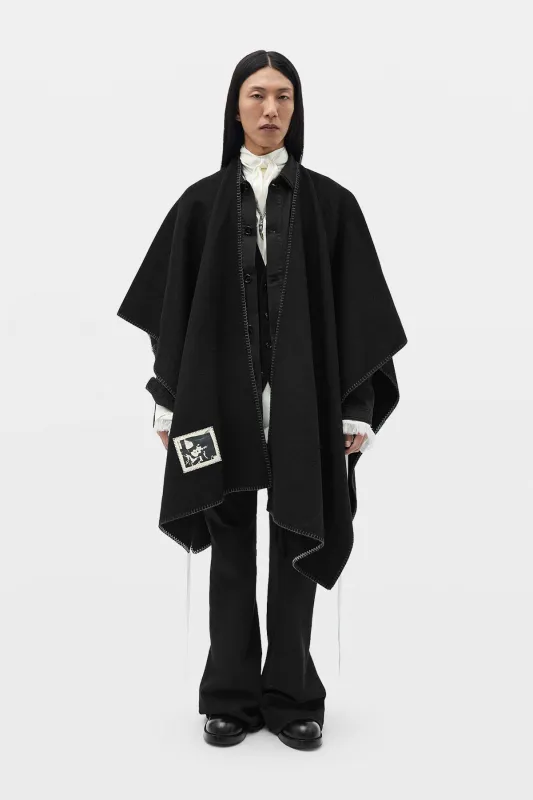 Rectangular Cape with Patch made by Ann Demeulemeester