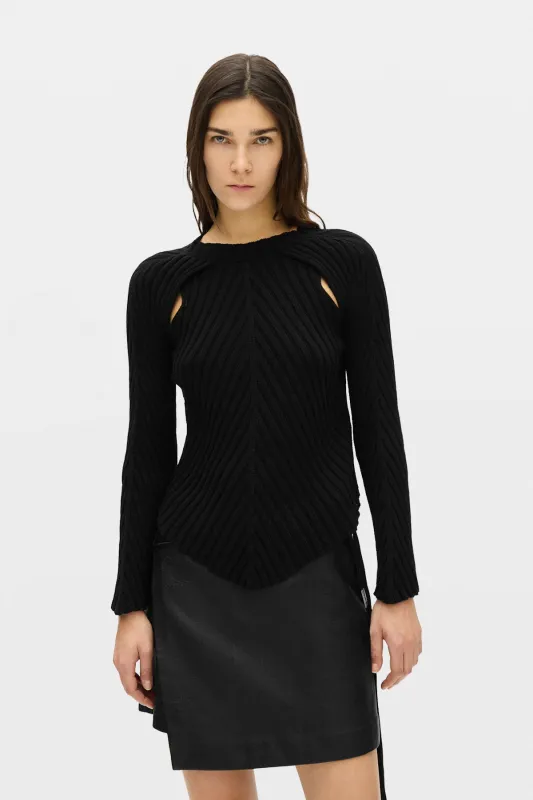 Wilja Diagonal Rib Sweater with Cut Out Armhole Detail made by Ann Demeulemeester