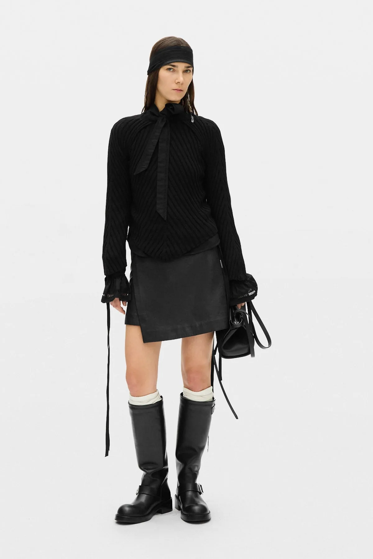 Wilja Diagonal Rib Sweater with Cut Out Armhole Detail sold by Ann Demeulemeester product image thumbnail 4