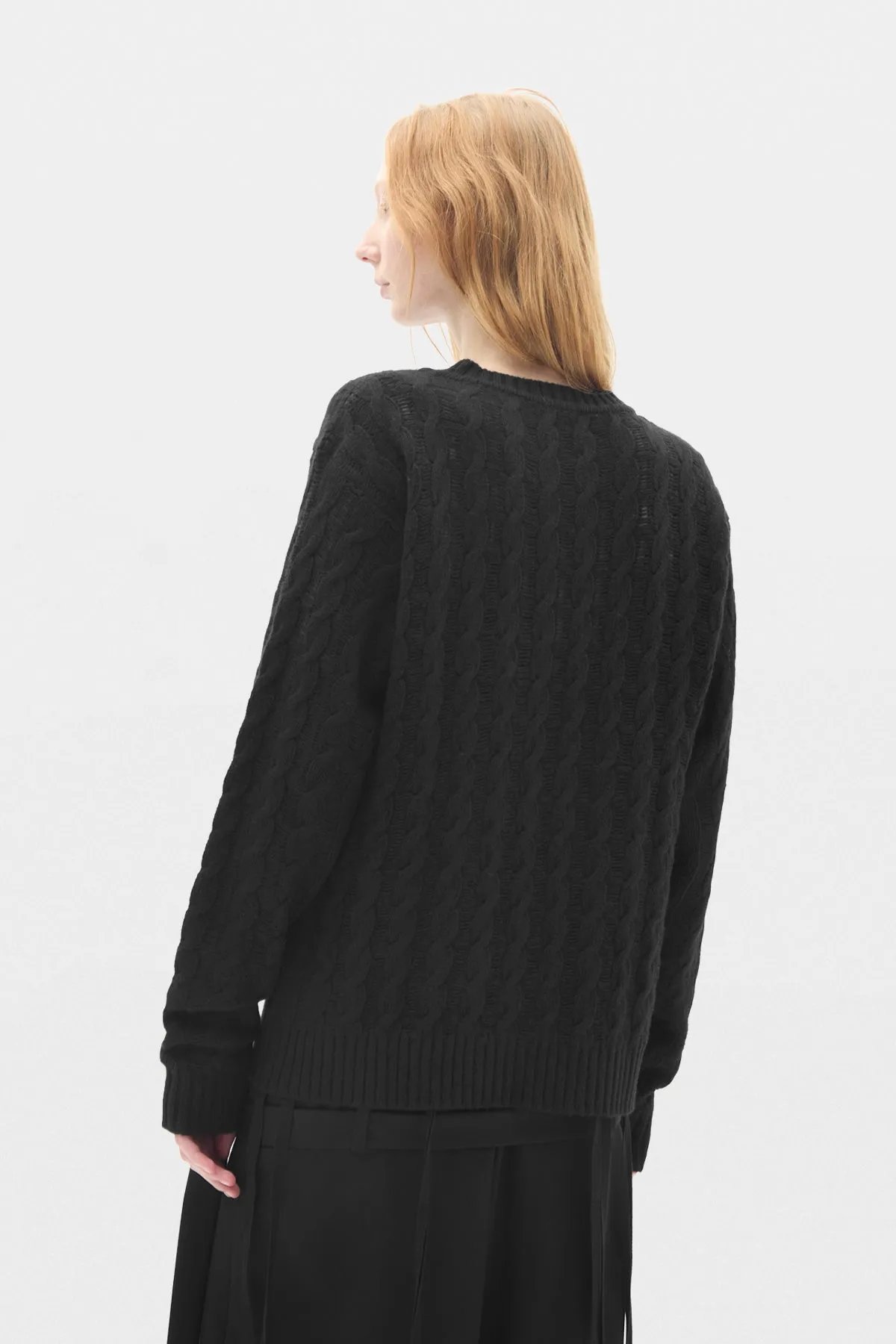 Siya Cable Knit Ladder Stitch Crew Neck Sweater sold by Ann Demeulemeester product image thumbnail 3