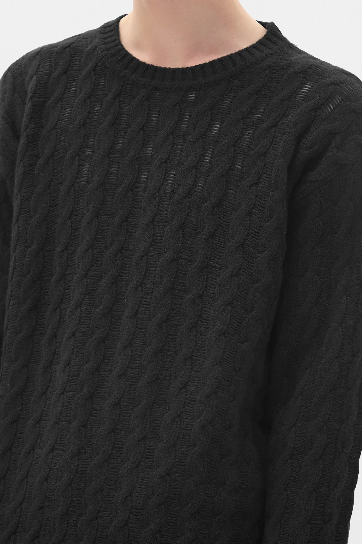 Tristan Cable Knit Ladder Stich Crew Neck Sweater sold by Ann Demeulemeester product image thumbnail 5