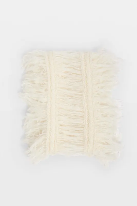 Drina Cable Knit Ladder Stitch Fringed Scarf made by Ann Demeulemeester