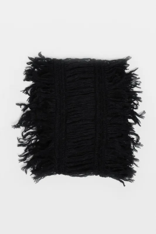 Drina Cable Knit Ladder Stitch Fringed Scarf made by Ann Demeulemeester