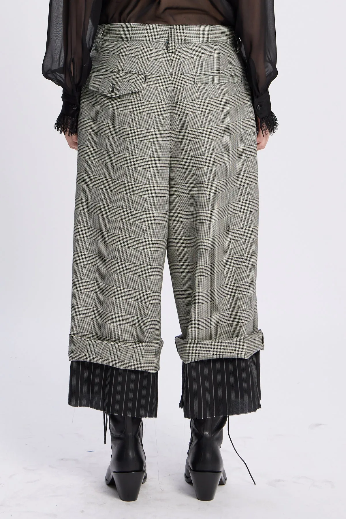 Helse Wide Leg Cropped Trousers With Lining Cuffs sold by Ann Demeulemeester product image thumbnail 3