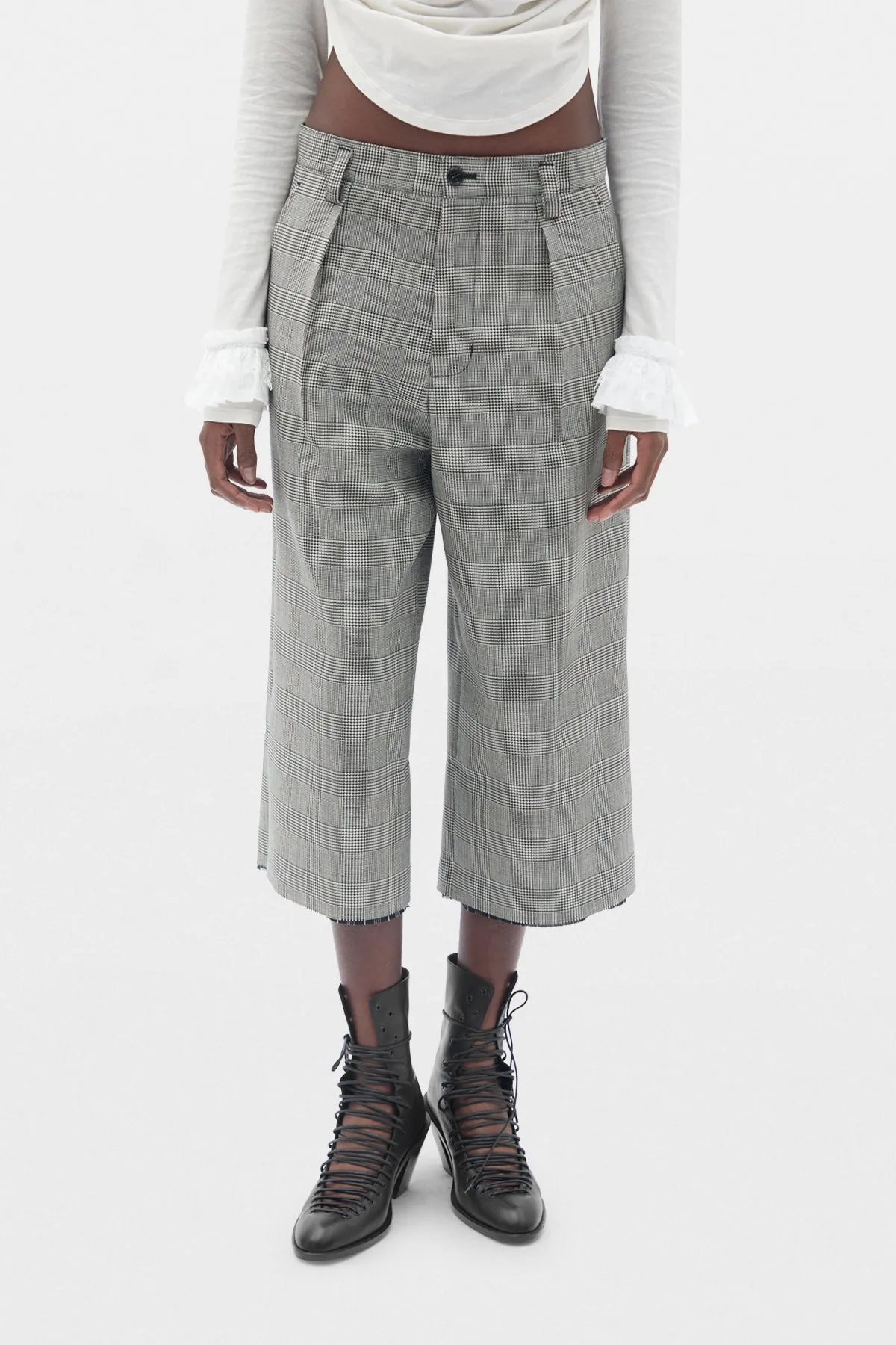 Helse Wide Leg Cropped Trousers With Lining Cuffs sold by Ann Demeulemeester product image thumbnail 5
