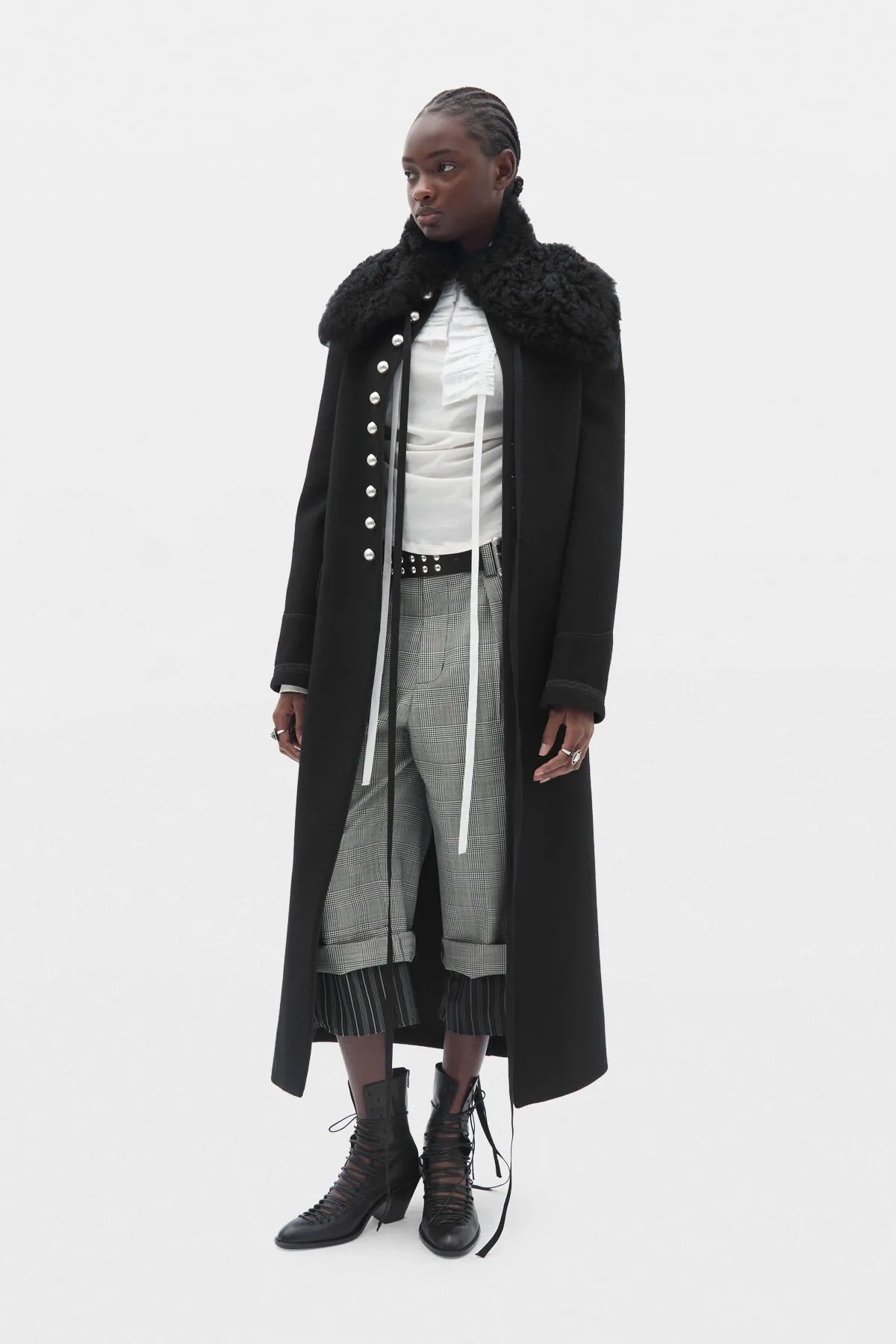 Helse Wide Leg Cropped Trousers With Lining Cuffs sold by Ann Demeulemeester product image thumbnail 4