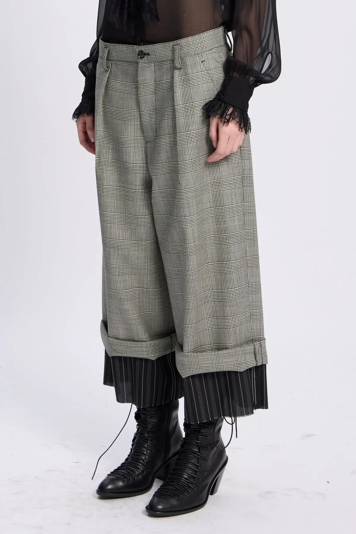 Helse Wide Leg Cropped Trousers With Lining Cuffs sold by Ann Demeulemeester product image thumbnail 2