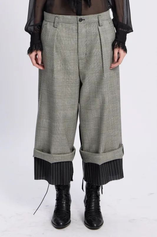 Helse Wide Leg Cropped Trousers With Lining Cuffs made by Ann Demeulemeester