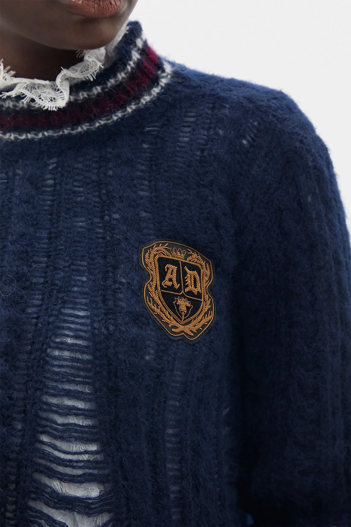 Jetlene Cable Knit Ladder Stitch Cropped Sweater sold by Ann Demeulemeester product image thumbnail 5