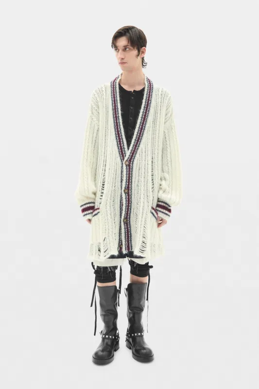 Ulver Cable Knit Ladder Stitch High Comfort Cardigan made by Ann Demeulemeester