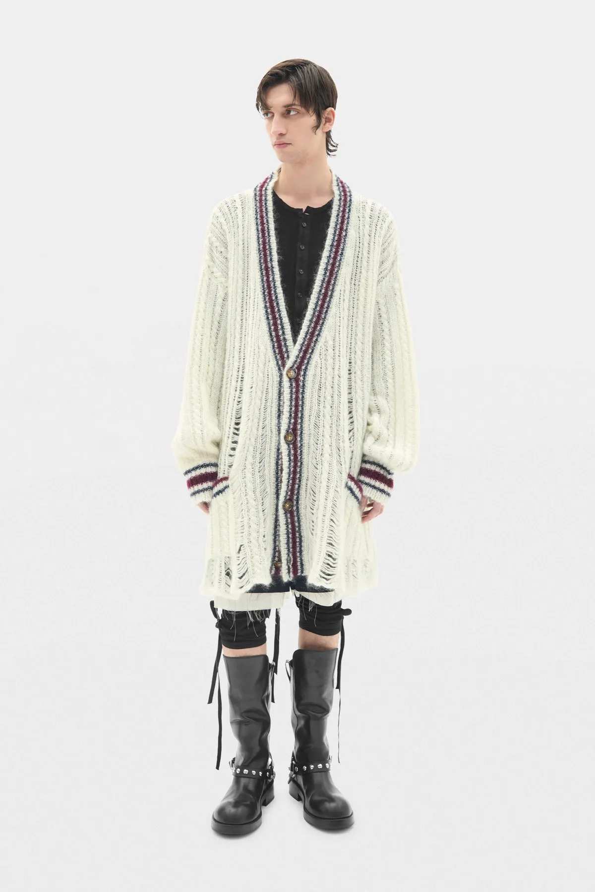 Ulver Cable Knit Ladder Stitch High Comfort Cardigan sold by Ann Demeulemeester