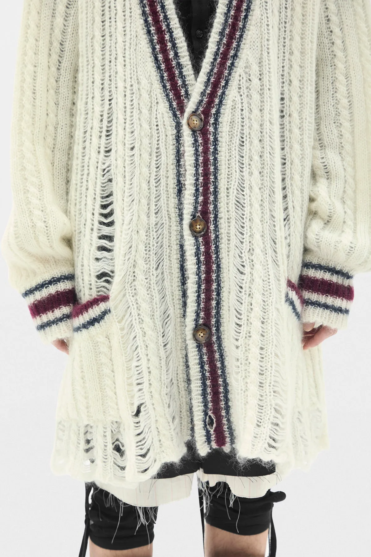 Ulver Cable Knit Ladder Stitch High Comfort Cardigan sold by Ann Demeulemeester product image thumbnail 5