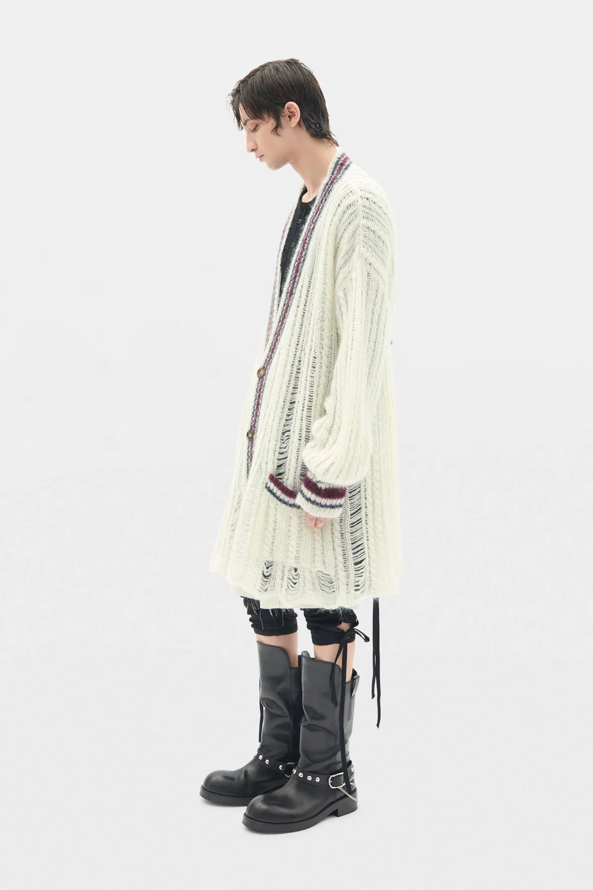Ulver Cable Knit Ladder Stitch High Comfort Cardigan sold by Ann Demeulemeester product image thumbnail 2