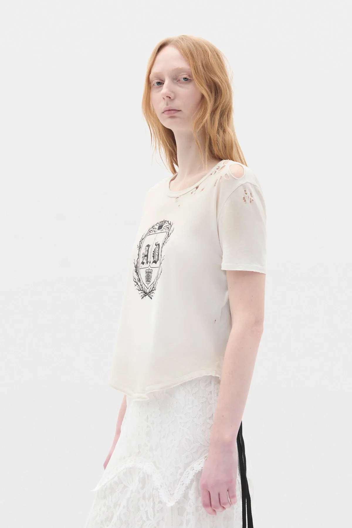 Floor Micro T-shirt With AD Emblem" Print sold by Ann Demeulemeester product image thumbnail 2