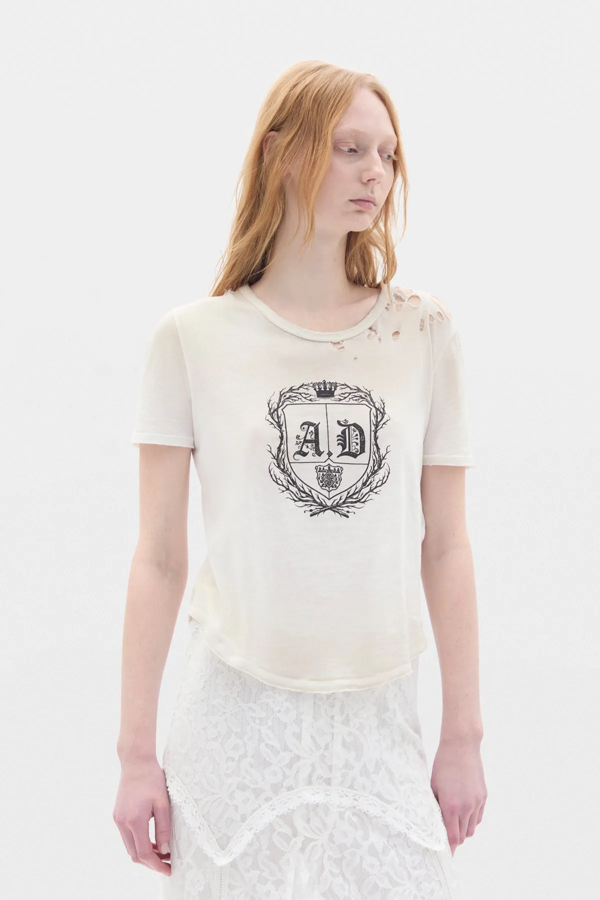Floor Micro T-shirt With AD Emblem" Print sold by Ann Demeulemeester