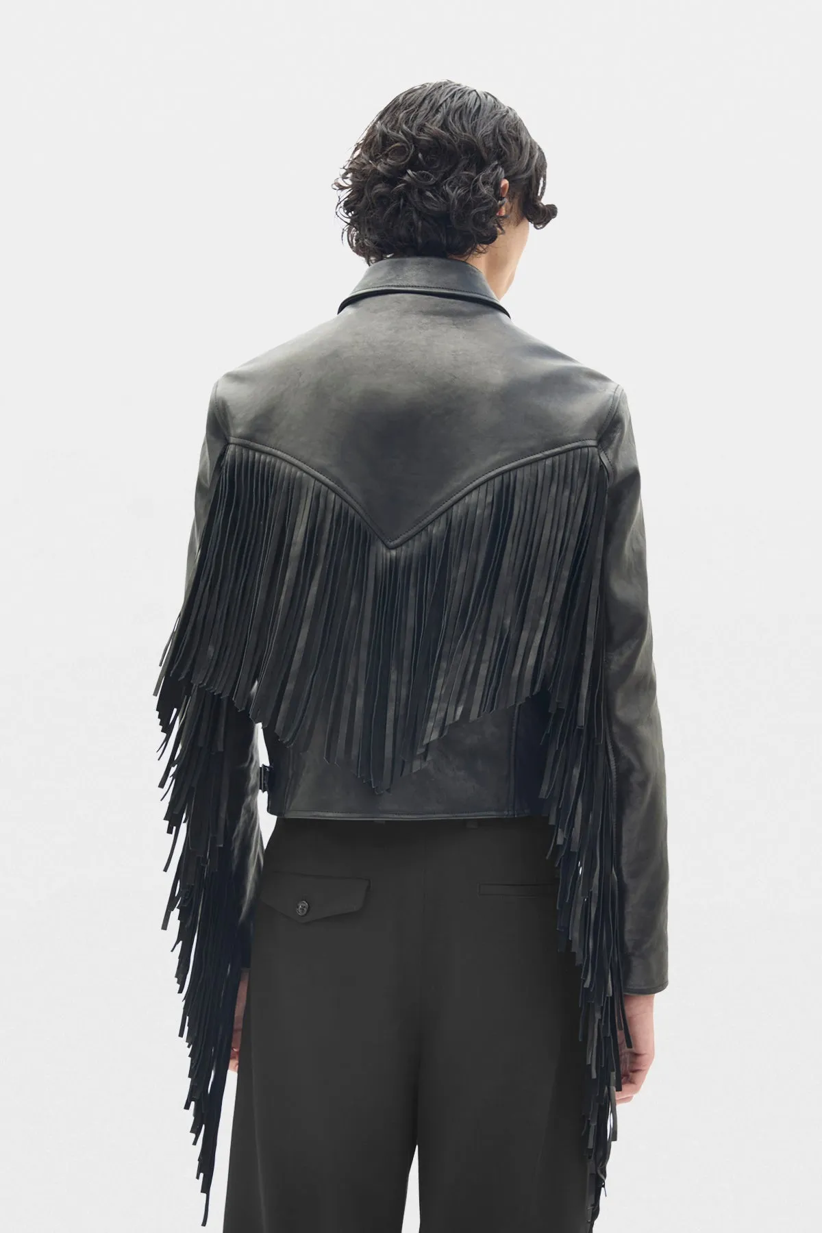 Karlo Slim Fit Zipped Biker With Fringes sold by Ann Demeulemeester product image thumbnail 3
