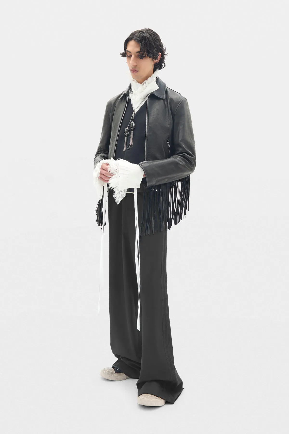 Karlo Slim Fit Zipped Biker With Fringes sold by Ann Demeulemeester product image thumbnail 4