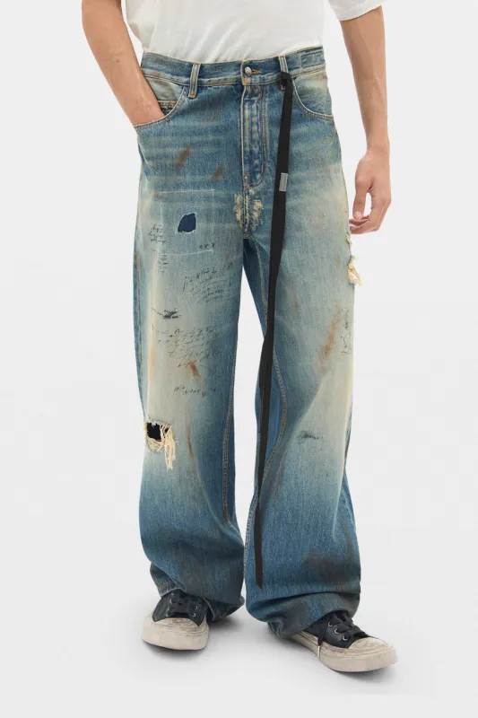 Evan 5 Pockets Straight Leg Loose Trousers made by Ann Demeulemeester