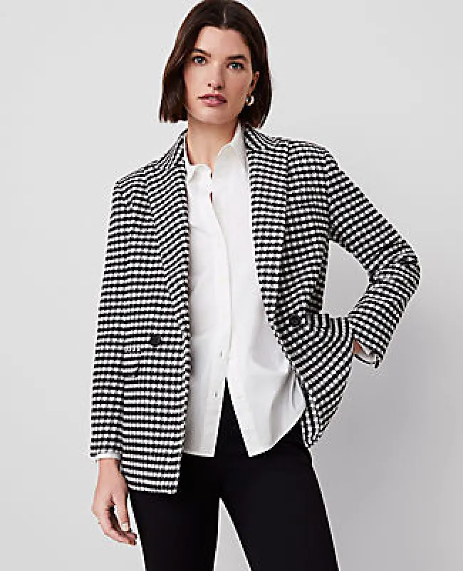 Ann Taylor The Petite Checked Relaxed Double Breasted Blazer sold by Ann Taylor