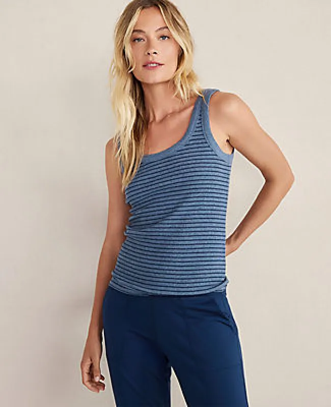 Ann Taylor Haven Well Within Essential Organic Cotton Delicate Stripe Scoop Neck Tank sold by Ann Taylor