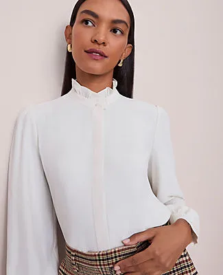 Ann Taylor Ruffle Neck Satin Blouse sold by Ann Taylor product image thumbnail 3